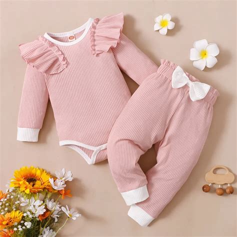 New Baby Girl Clothes Set Spring Toddler Girls Clothes Bow Pink Long ...