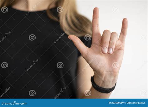 Portrait Interpreter Teaching Sign Language. High Quality Photo Stock ...