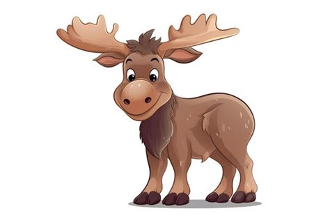 Vector cartoon moose. Funny woodland animal. Cute forest - Clip Art Library