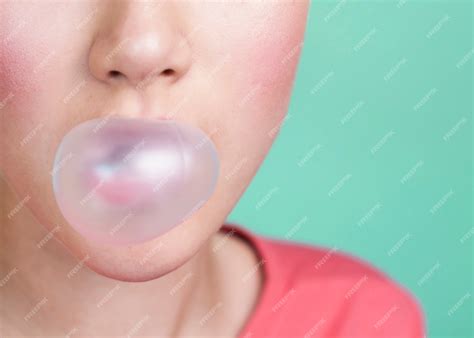 photo flawless person blowing bubble gum