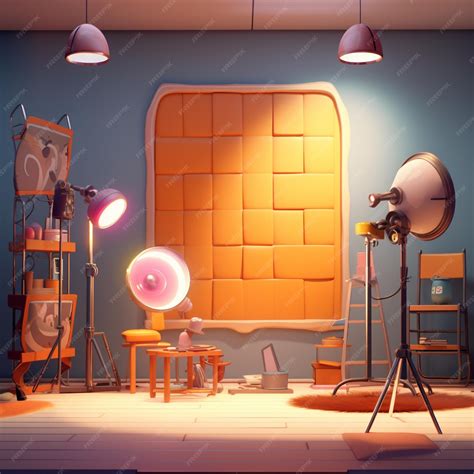 Premium AI Image | 3d cartoon professional studio lighting kit