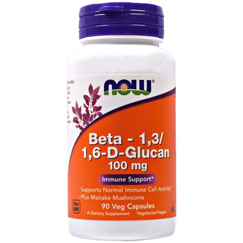 Бета глюкан, Beta-1,3/1,6-D-Glucan, Now Foods, 100 мг, 90 капсул купить ...
