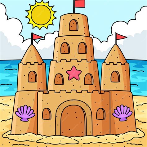 Premium Vector | This cartoon clipart shows a Sandcastle Summer