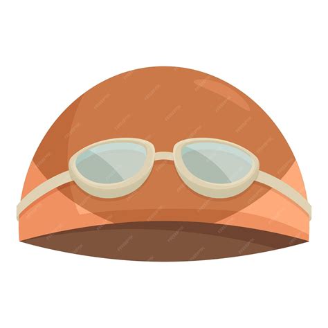 Premium Vector | Orange swimming cap with goggles for swimming pool