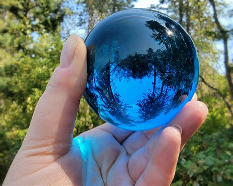 80mm, Blue Crystal Ball, Blue Glass Ball, 3.15 Inch - Insects In Resin
