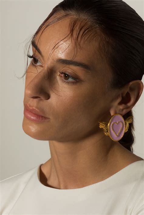 NATIA X LAKO, საყურე, ვარდისფერი ფრთიანი გული - Veli store