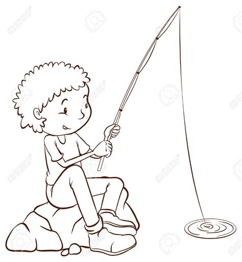 boy fishing clipart black and white 20 free Cliparts | Download images ...