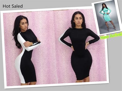 2014 New women sex costumes dress full sleeves bandage dress o neck ...