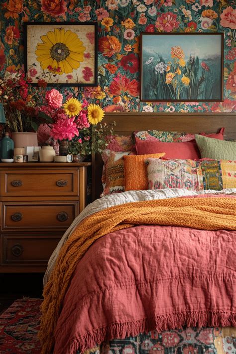 boho vintage bedroom ideas  mix retro charm  bohemian flair