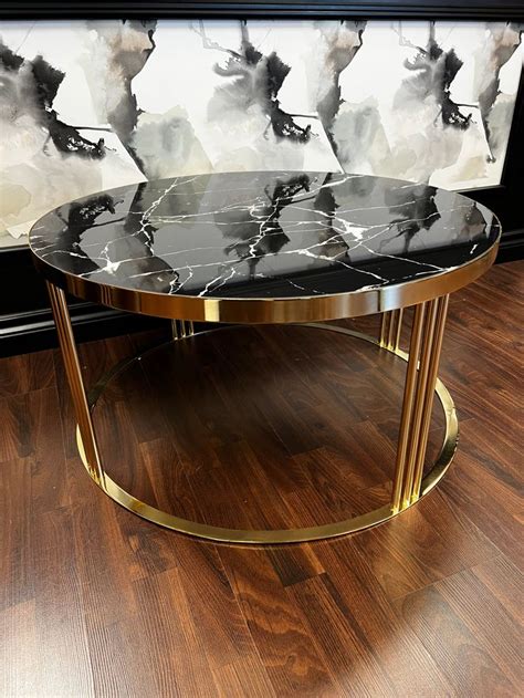 ROUND BLACK AND GOLD COFFEE TABLE | Gold coffee table, Coffee table, Table