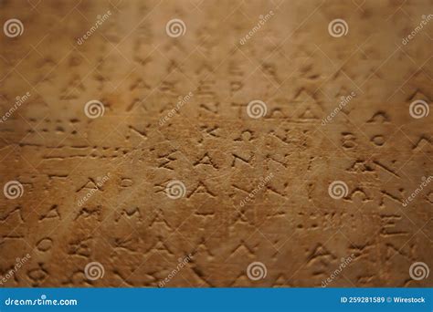 Closeup of Ancient Greek Inscriptions on a Surface of a Rock Stock ...