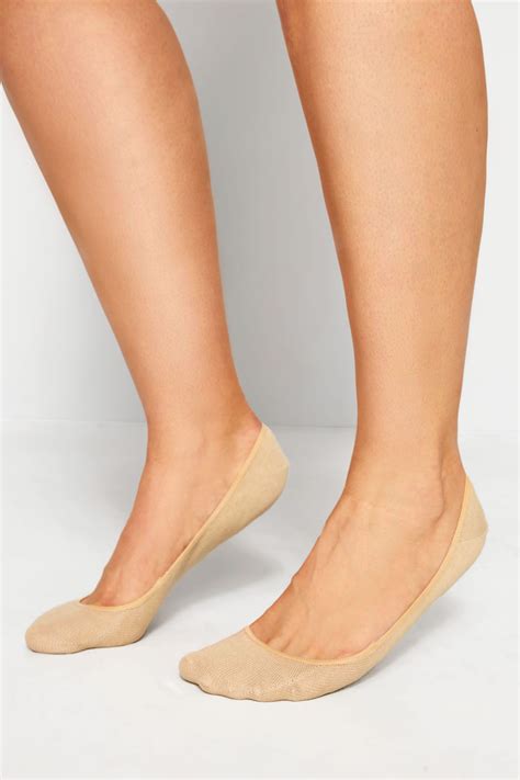YOURS 2 PACK Plus Size Black & Nude Footsie Socks | Yours Clothing