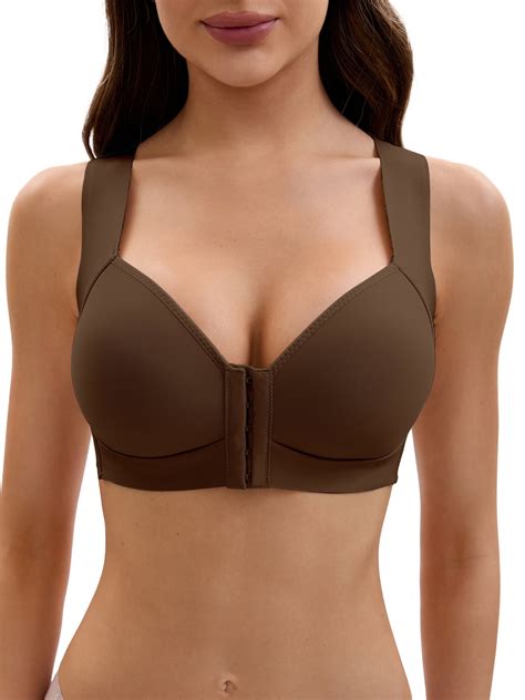 INSPIRE CHIC Women's Front Closure Push Up Wirefree Wide Straps U Back