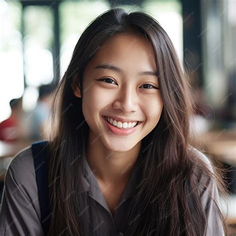 Premium AI Image | Asian Girls' Education Happy beautiful Asian Girl is