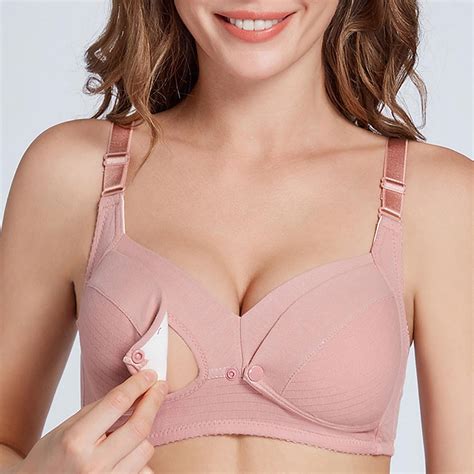 Delliss Breastfeeding Bra For Mama Cotton Front Opening Button Breast