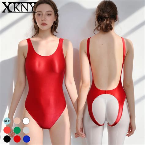 Masked-staffs-One-piece-swimsuit-sexy-tight-high-elastic-oily-glossy