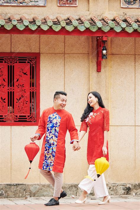 Premium Photo | Happy young vietnamese couple in traditional dresses