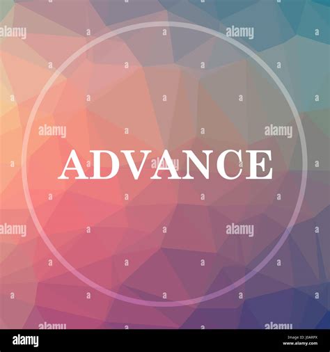 advance icon advance website button   poly background stock photo