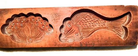 antique hand carved wooden candycookiecake mold  circa late
