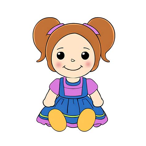 linda muñeca mano dibujado dibujos animados estilo ilustración ai