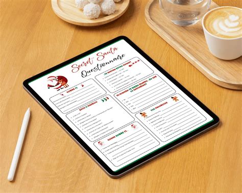 Spanish Secret Santa Questionnaire, Christmas Gift Exchange Favorites