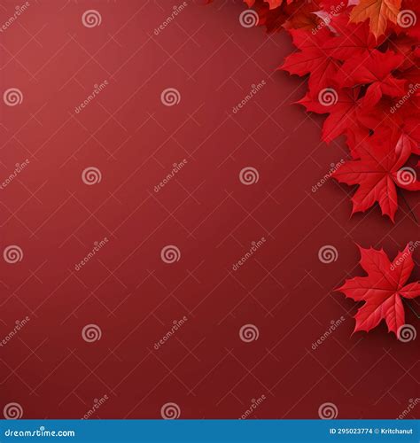 Autumn Maple Leaf Red Background Border Design with Copy Space Stock ...