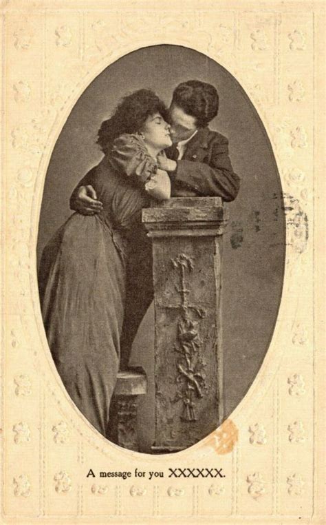 vintage postcard   message   xxxxxx man woman kissing