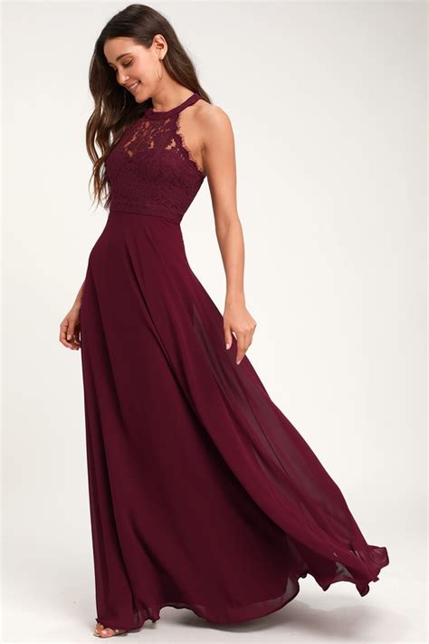 dance  evening burgundy lace maxi dress benicez