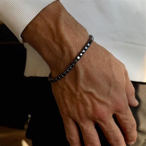 Men's 7 Carat Black Diamond Tennis Bracelet 14k Black Gold 8 Inches