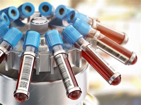 premium photo blood test tubes  centrifuge medical laboratory concept