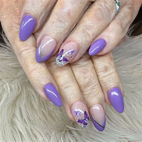 almond purple butterfly nails purple nails butterfly nail designs
