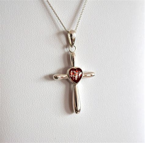 cremation ashes memorial cross necklace amulet  ashes