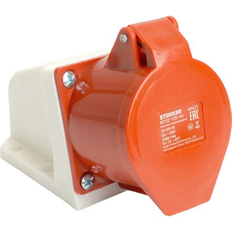 Розетка стационарная STEKKER ST-125 32А 380В 3P PE N IP44, RST32-125-4 ...