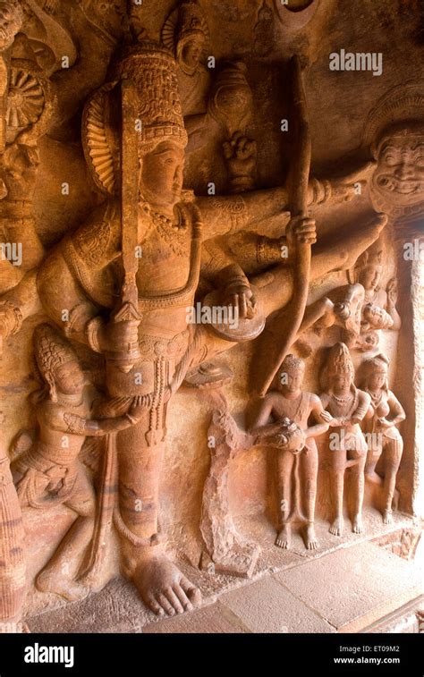 sculpture bas relief  vamana avatar trivikrama  cave