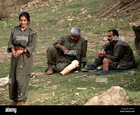 Guerrilla combatants of the PKK (Kurdish Workers Party) in the Qandil ...