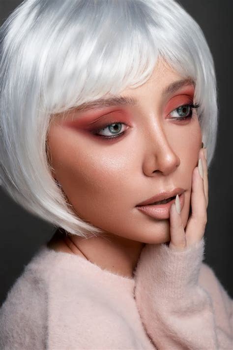 portrait  woman  white white hair  stock photo