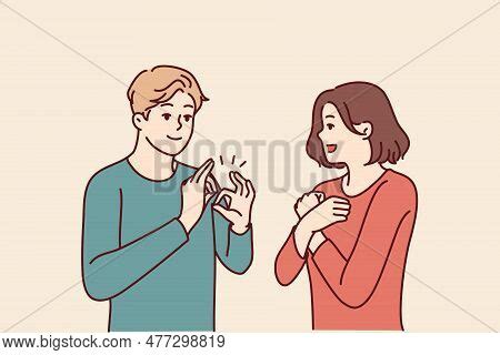 deaf mute man woman vector photo  trial bigstock