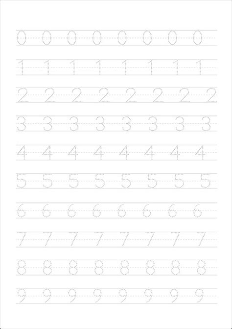 Обводки цифр: 0, 1, 2, 3, 4, 5, 6, 7, 8, 9 на одном листе — 3mu.ru