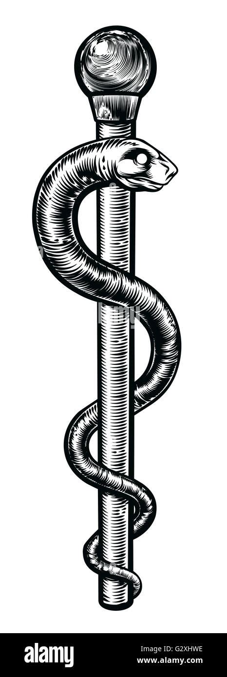 The Rod of Asclepius or the Staff of Asclepius or the asklepian in a ...