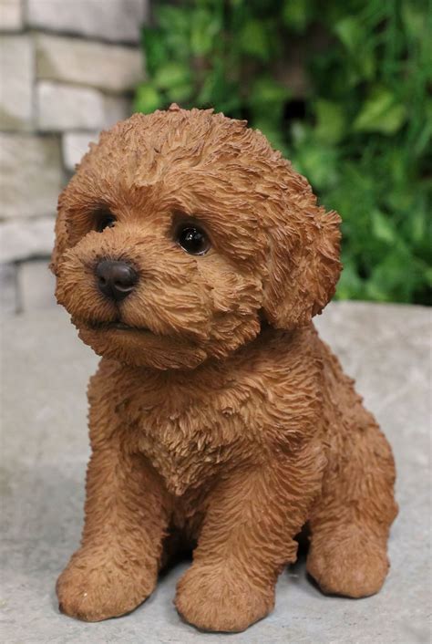 Ebros Sitting Lifelike Realistic Brown Bichon Frise Puppy Dog Statue 6