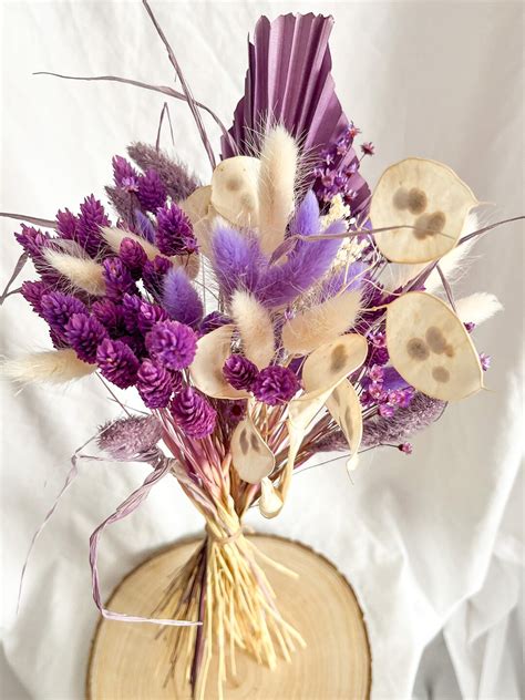 Violet Blossom Flower Arrangement Purple Dried Flower Bouquet Bridesmaids Bouquets Smudge ...