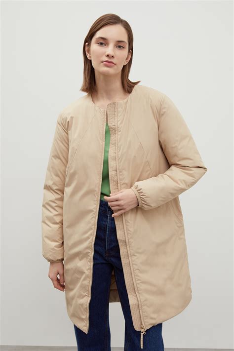Утепленное пальто силуэта oversize, цвет Бежевый (арт: FBD11079 ...