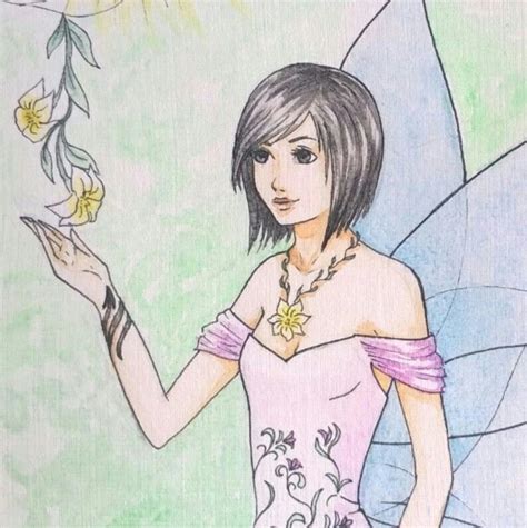 Fairy Drawing with Flowers