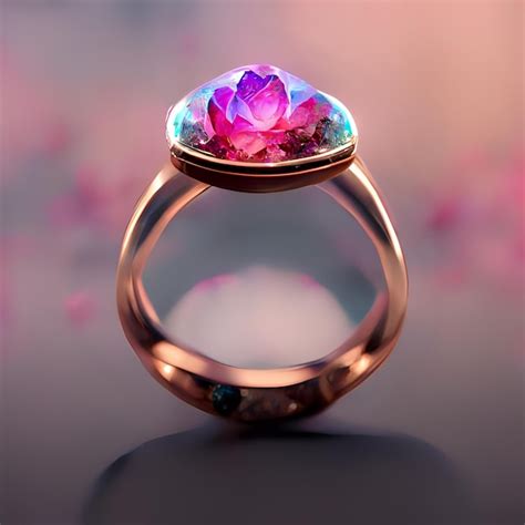 premium photo golden engagement ring  violet gemstone