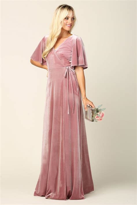 Burgundy Mother of the Bride Long Flutter Sleeve Velvet Gown - Mother