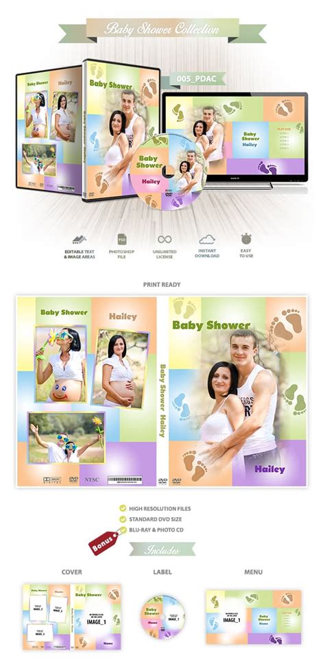 baby shower dvd cover  photoshop psd template