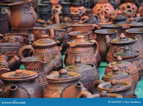Handmade Traditional Russian Ceramics Stock Photo - Image of earthen ...