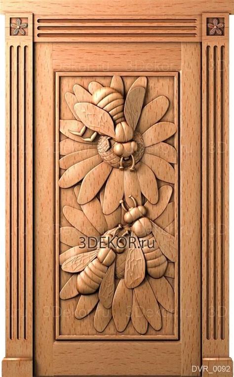 Пчелы и цветы | Door design, Wooden doors, Carved doors