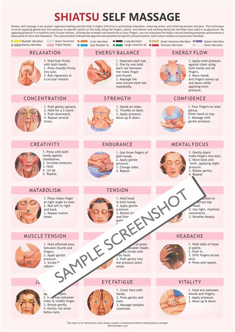 SHIATSU Massage Chart, Digital Download PDF, Hiatsu Points, Jet Lag