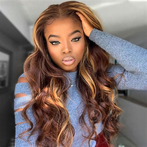 Highlight Body Wave Wig 13×4 Lace Front Wig Colored Human Hair Wigs ...